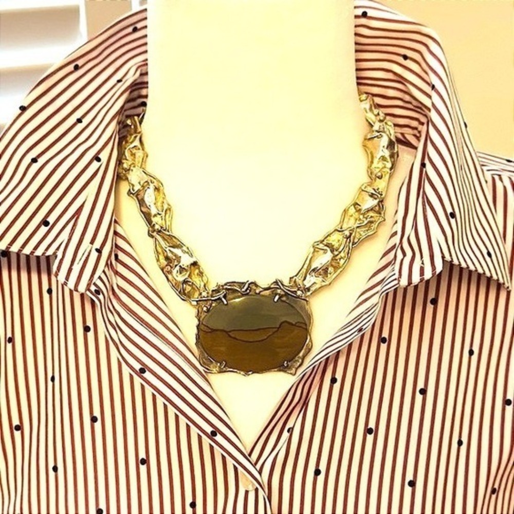 Diane Markz Picture Jasper Silver Brutalist Necklace - Picture 3 of 9